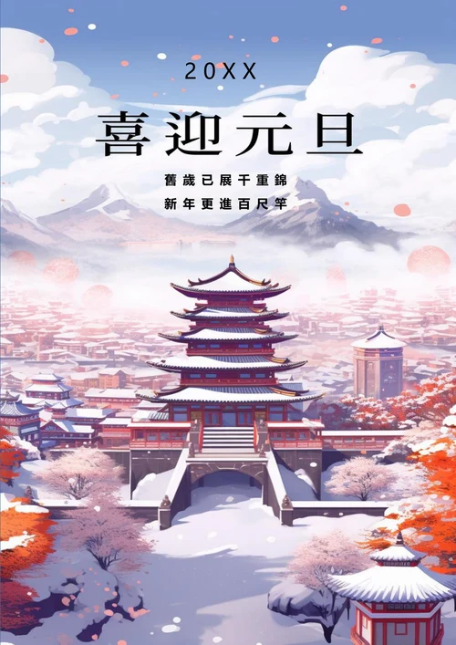唯美喜迎元旦元旦海报