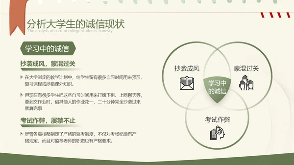 绿色小清新大学生诚信教育PPT模板主题班会