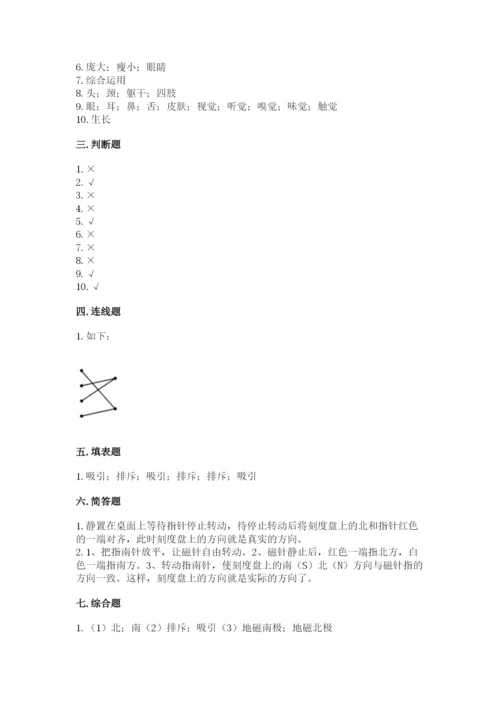 教科版二年级下册科学知识点期末测试卷带答案（模拟题）.docx