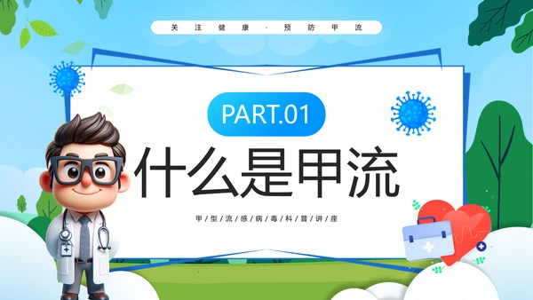 预防甲型流感病毒医学知识PPT模板