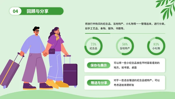 绿色插画风旅游计划指南PPT模板
