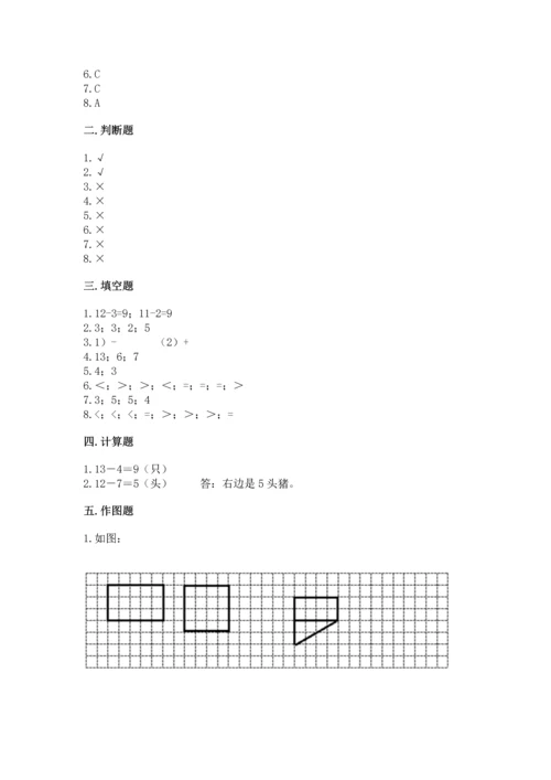 人教版一年级下册数学期中测试卷精品【网校专用】.docx