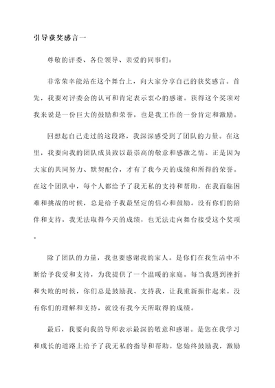 引导获奖感言