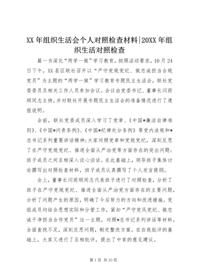 XX年组织生活会个人对照检查材料-20XX年组织生活对照检查.docx