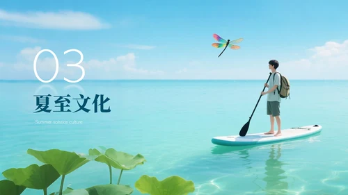 蓝色简约节日节气之夏至PPT模板