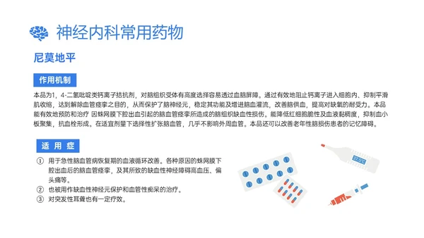 蓝色插画风神经内科常用药物解析培训PPT课件