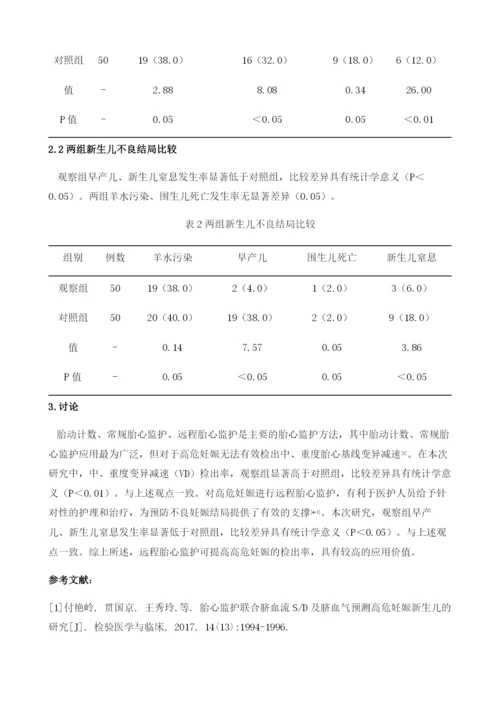 远程胎心监护在高危妊娠中的应用成效.docx