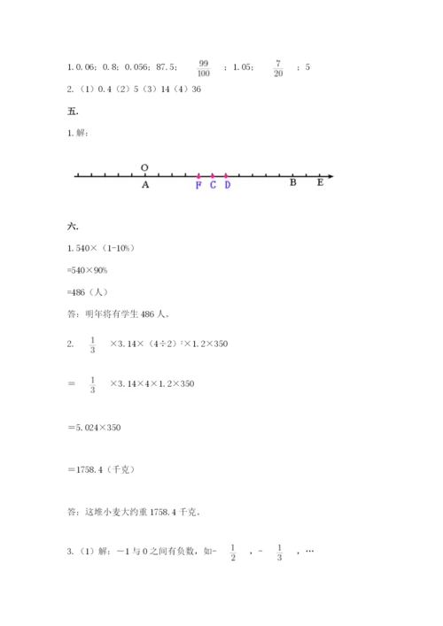 六年级毕业班数学期末考试试卷精品（典优）.docx