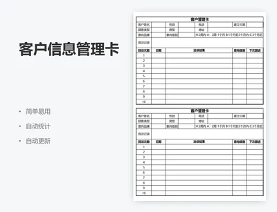 客户信息管理卡