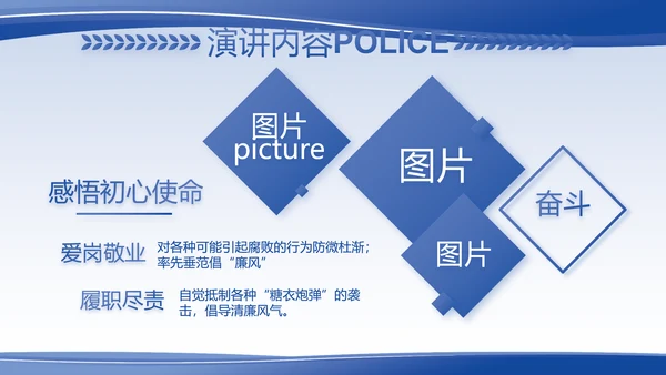 蓝色大气警察的任务与职责PPT动态模板