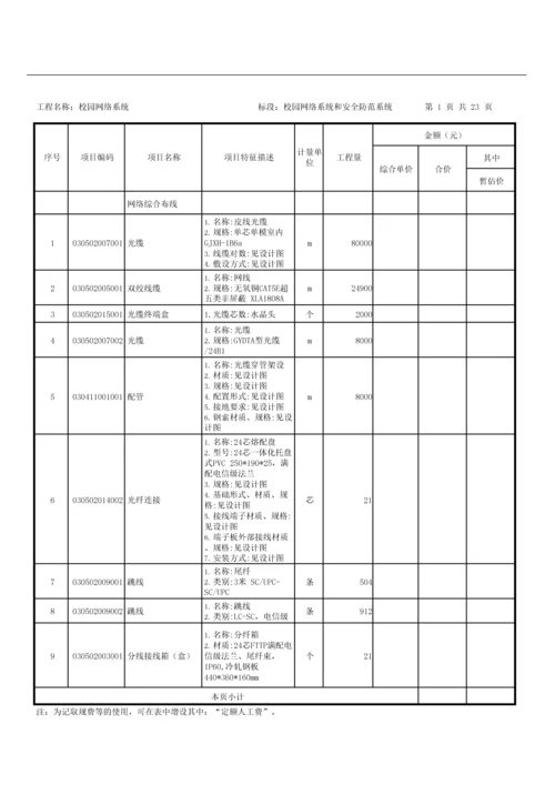 校园网络系统工程量清单.docx