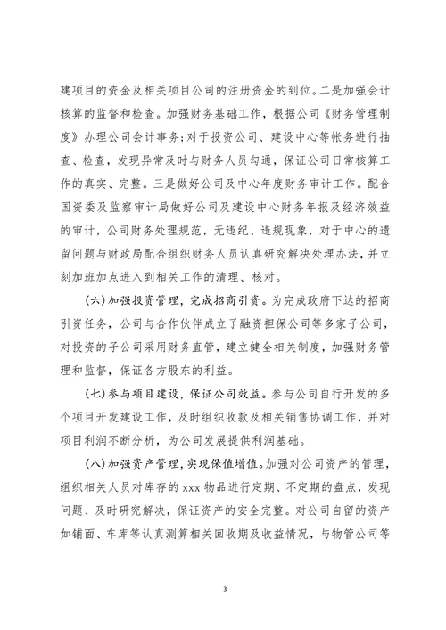财务人员个人工作述职报告