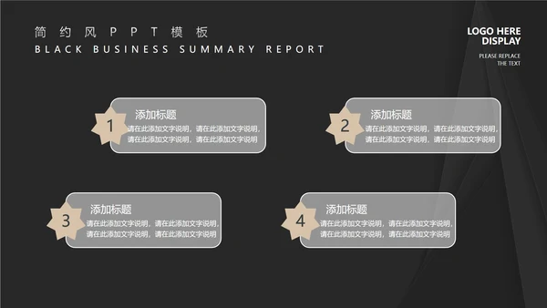 酷黑商务风总结汇报PPT模板