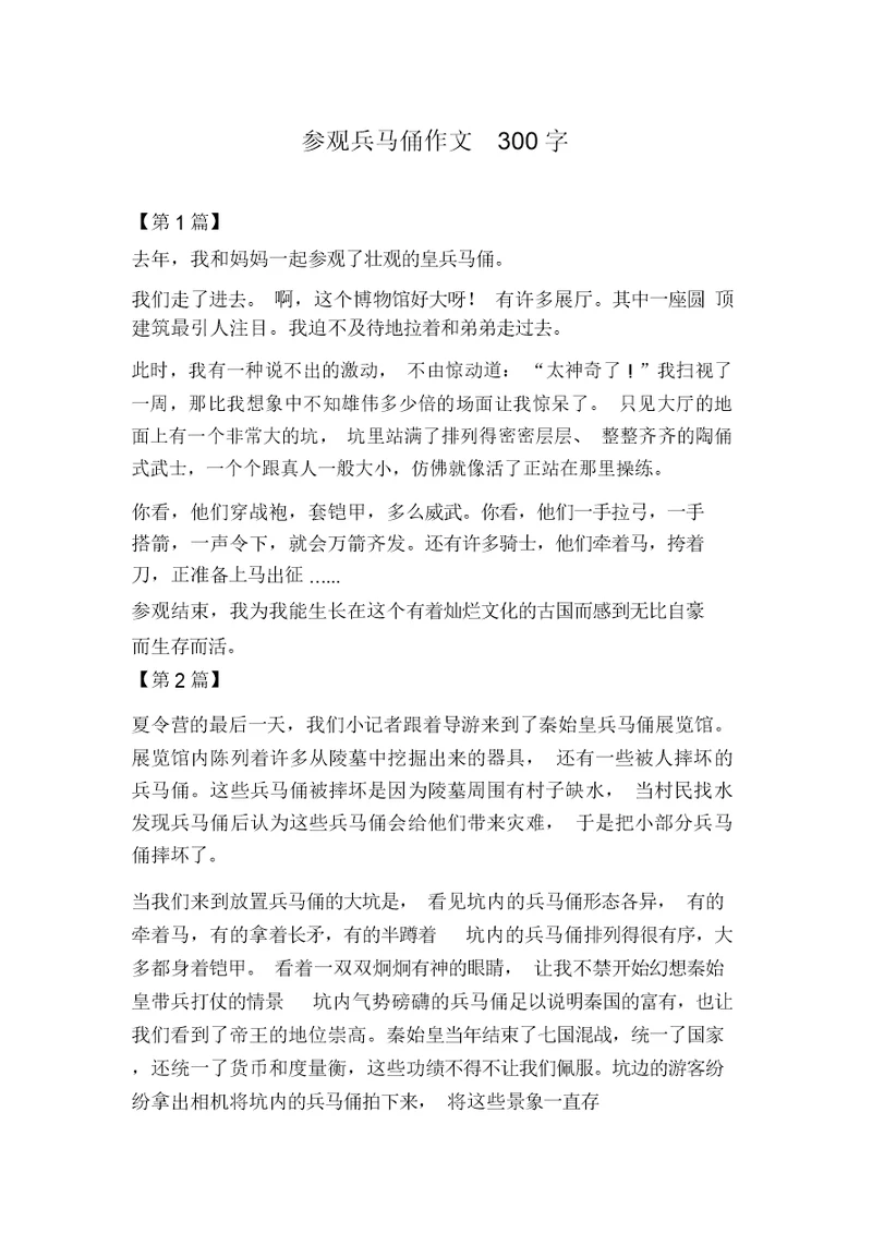 参观兵马俑作文300字