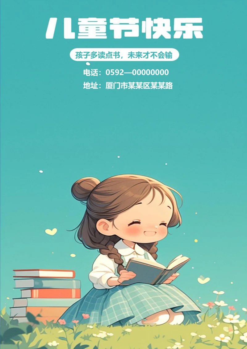 卡通小女孩六一节日海报