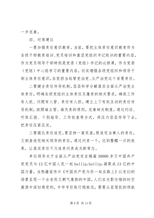 单位领导关于全面从严治党发言稿.docx