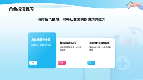 蓝色3D风正确处理医患沟通PPT模板