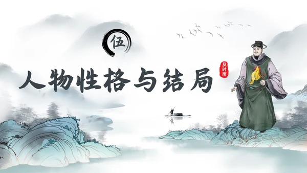 古风水彩水墨水浒传宋江PPT读书分享