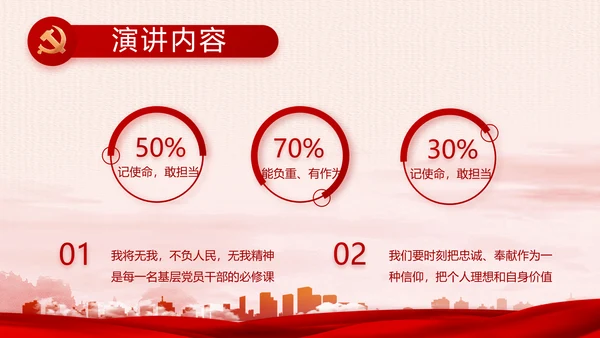 红色党建乡镇基层个人工作总结PPT