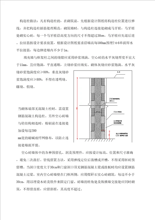 煤矸石空心砖砌筑方案