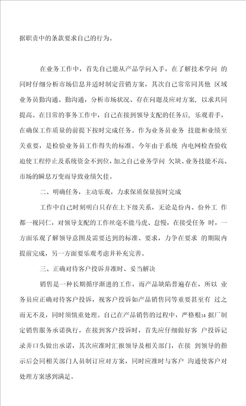 销售业务员个人年终工作总结