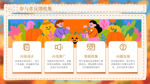 橙色插画风感恩节活动总结PPT模板
