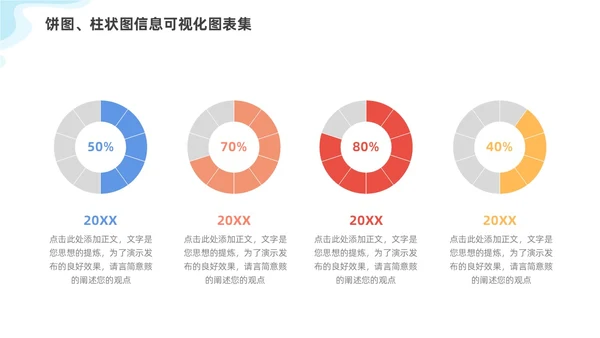 通用多彩饼图柱状图信息可视化图表集PPT