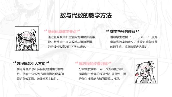 次元少女白色插画风教学课件