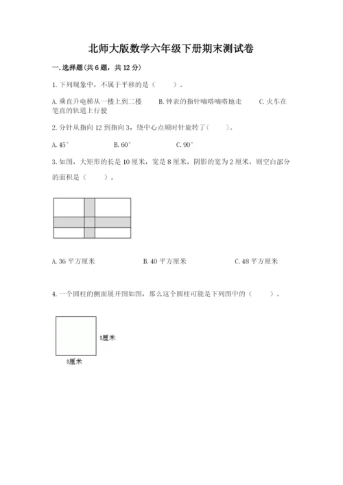 北师大版数学六年级下册期末测试卷及答案参考.docx