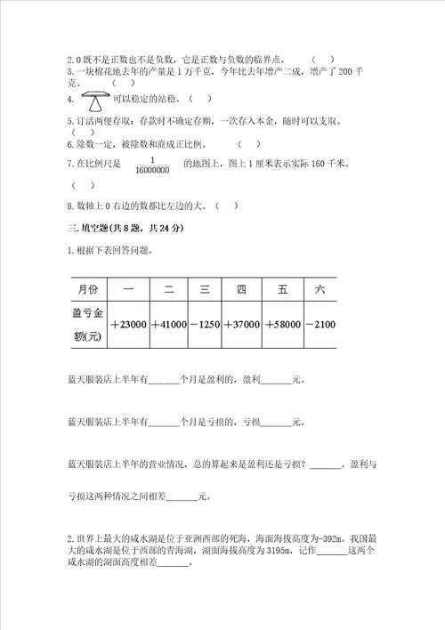 临安小学毕业数学试卷精品a卷