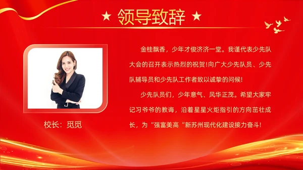 红色大气红领巾心向党做新时代好少年少先队代表大会PPT建队日