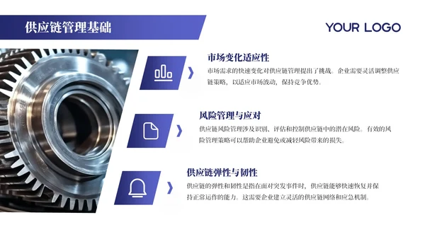 蓝色商务风企业介绍PPT模板_机械工业供应链管理与效率概述PPT模板