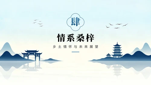 蓝色渐变简约扁平风我的家乡介绍城市介绍PPT模板