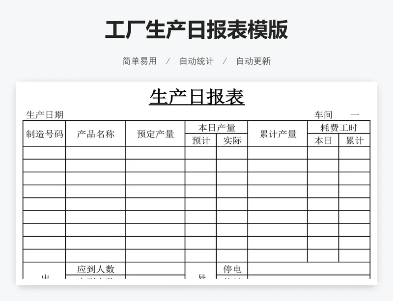 工厂生产日报表模版