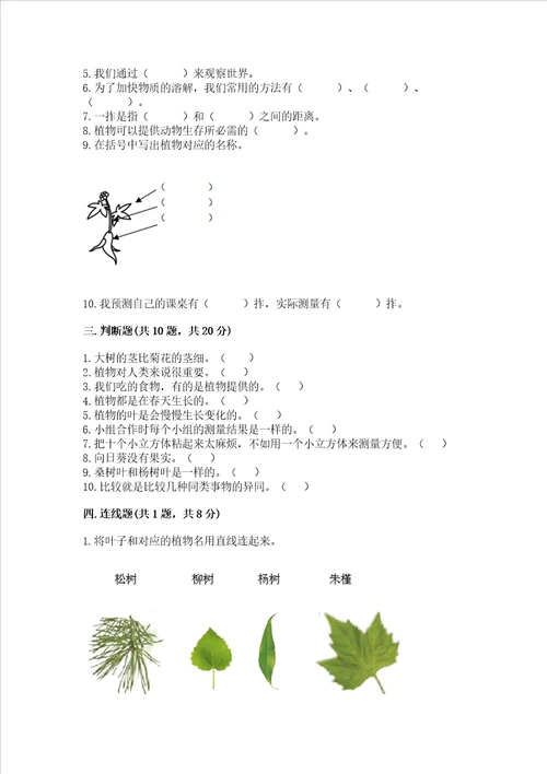 教科版一年级上册科学期末测试卷含答案ab卷