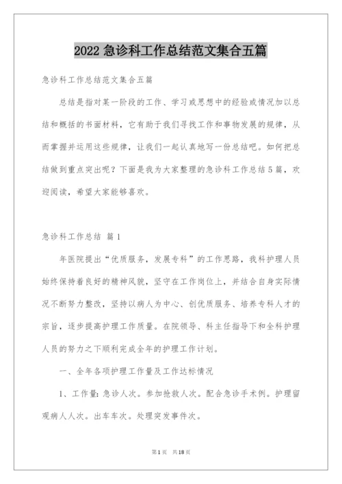 2022急诊科工作总结范文集合五篇.docx