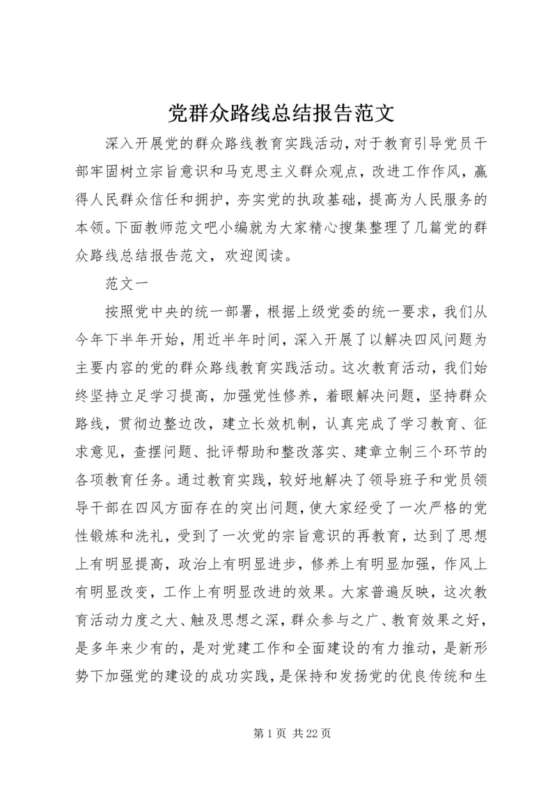 党群众路线总结报告范文.docx