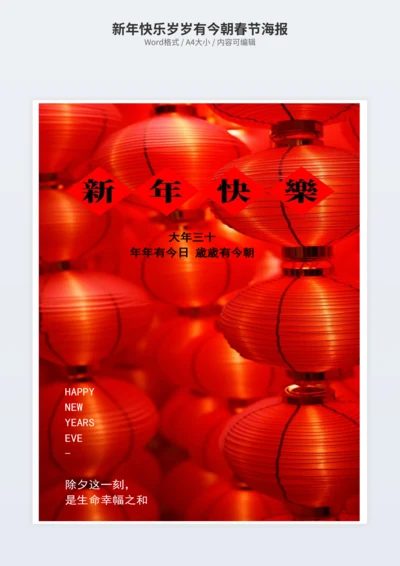 新年快乐岁岁有今朝春节海报