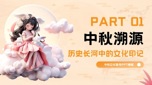 橙色立体风中秋文化探秘PPT模板
