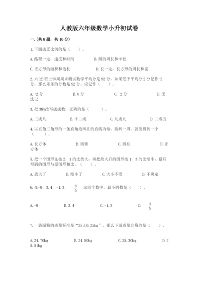 人教版六年级数学小升初试卷精华版.docx