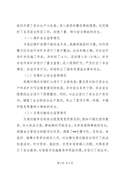 镇关于“两会”和安全生产工作汇报.docx