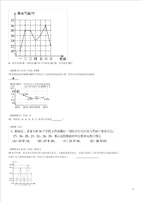 全国中考数学真题分类汇编第27讲统计