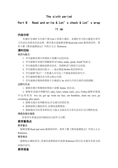 Unit 1 Lesson 6 Part B Read and write ＆ Let's chec