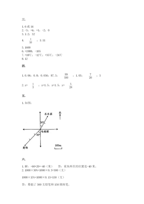 小学六年级下册数学摸底考试题及完整答案【各地真题】.docx