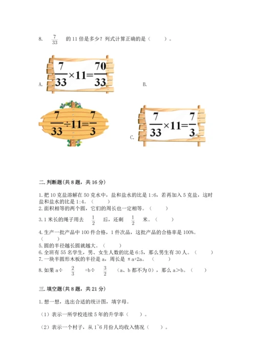 人教版数学六年级上册期末测试卷带答案（名师推荐）.docx