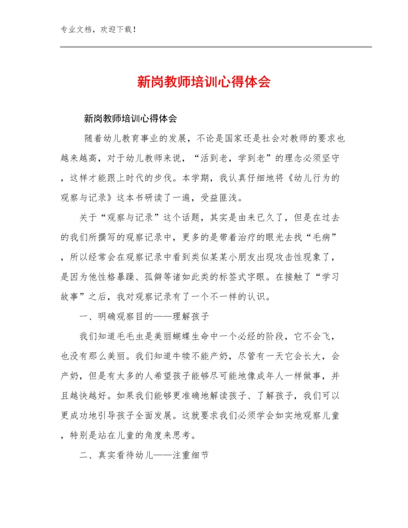 新岗教师培训心得体会例文30篇.docx