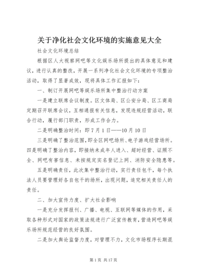 关于净化社会文化环境的实施意见大全.docx