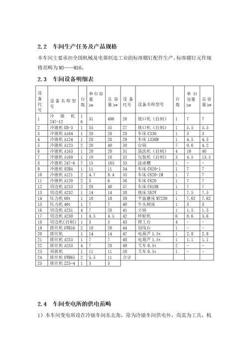 某标准件厂冷镦车间低压配电系统及车间变电所设计