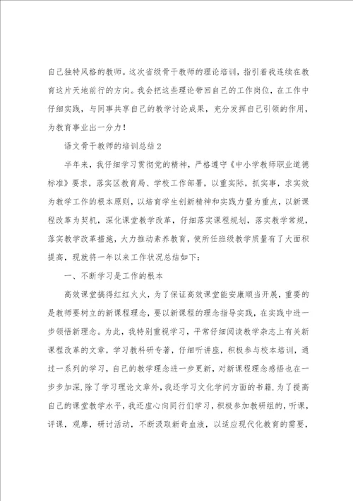 语文骨干教师的培训总结