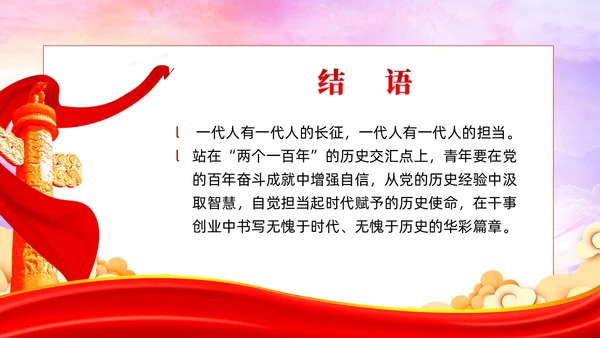 以党的百年奋斗史砥砺青年奋进之志党课课件PPT党建